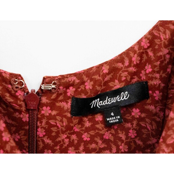 Madewell Sweetheart Puff Sleeve Midi Dress in Carmine Floral - Picture 5 of 14